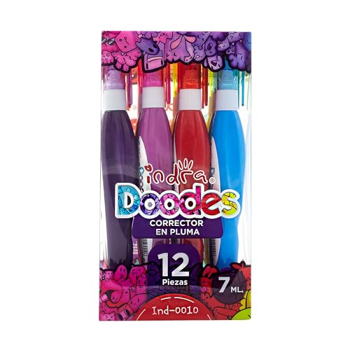 Reviews de Líquidos correctores los más recomendados. 48 Caja 12 Correctores Líquidos en Pluma Blanco Indra Doodes Secado Rápido Multicolor Uso Escolar Oficina Aplicación Fácil No Escurre 7 ml IND-0010