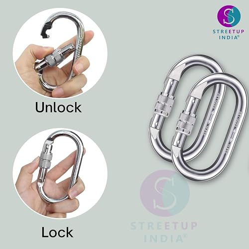 Image of Streetup India Nylon 6 Loop Strong Daisy Chain With Carabiner for Extension of Aerial Hammock, Yoga Swing| Climbing /Hanging Strap (Set of 2)