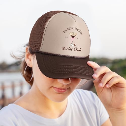 Image of Hercicy 2 Pcs Trucker Hat Tini Time Baseball Hat Mesh Adjustable Party Club Cap for Bachelor Bachelorette (Brown)