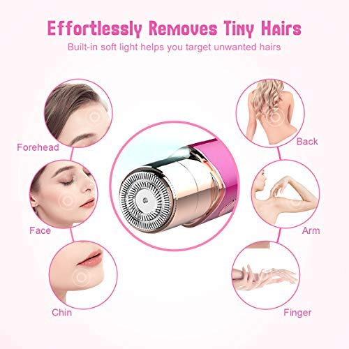 Homech Facial Hair Removal for Women Upgraded, USB Rechargeable Painless Hair Trimmer, IPX6 Waterproof, Built-in LED Light, Portable Electric Shaver for Cheeks, Chin, Upper Lip & Arms - Thumbnail 2
