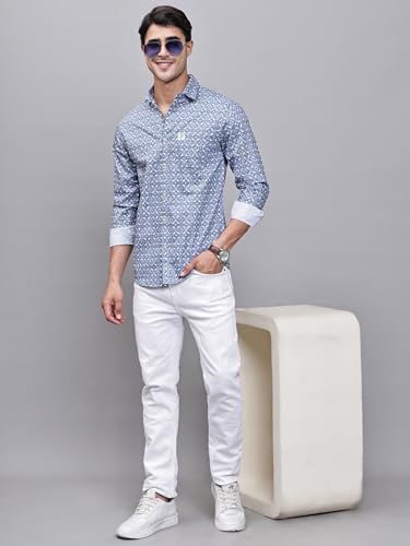 Image of Majestic Man Pure Cotton Slim Fit Printed Casual Shirt for Men