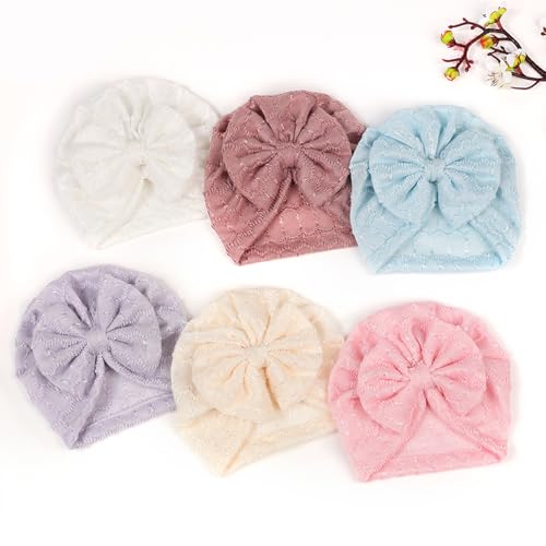 Baby Bonnet Hat with Sweet Bowknot Accent Stylish Fashion Fetal Caps Infants Turban Hat for 0 to 6 Months Boys Girls2