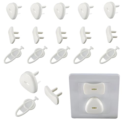 18 Pack Plug Socket Covers, Baby Plug Cover for Socket Child Safety Proofing, Easy Installation Electrical Outlet Protectors fits Standard Three-Pin and Two-Pin Wall Sockets Plug Socket Covers
