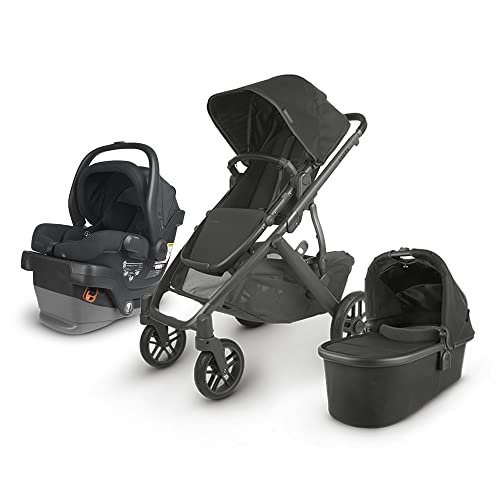 Vista V2 Stroller – Jake (Black/Carbon/Black Leather) + MESA V2 Infant Car Seat – Jake (Charcoal)