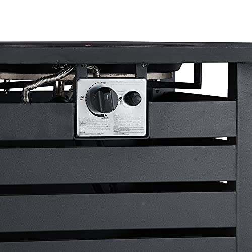 Ehomeline Fire Pit Table, 32” Square 40,000 Btu Auto-Ignition Propane Gas Fire Pit With Waterproof Cover For Courtyard Balcony Garden Terrace, Grey Ceramic Tabletop, Csa Certificationp #TOP5