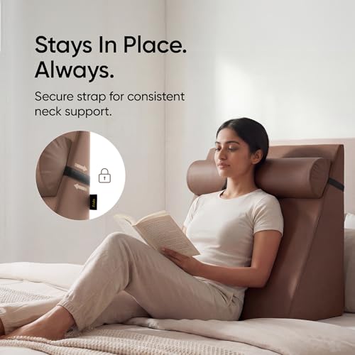 Image of Frido Wedge Neck Rest Pillow | Multipurpose Neck Pillow | Memory Foam Roll with Adjustable Strap | Relieves Neck, Knee & Lumbar Pressure | Compatible with Wedge Plus | Washable Cover, Light Caramel