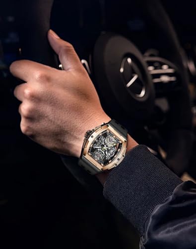 Image of OLEVS Men Automatic Sports Watch Original Skeleton Mechanical Self Winding Luxury Dress Sapphire Crystal Waterproof Wrist Watch for Men