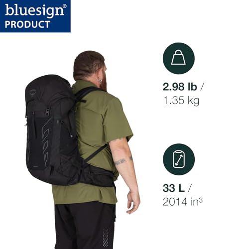 Image of Osprey Talon 33L Men's Lightweight Hiking Backpack - Daypack for Travel & Camping, Black /Coal Grey, Extended Fit