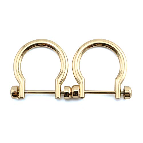 JCBIZ 2pcs Zinc Alloy Shackle Horseshoe U Shape D Ring Luggage Handbag Hardware Accessories Gold