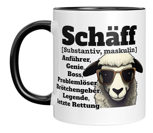 TassenTicker - Schäff - Tasse mit Spruch - Chef Boss - Führungskraft - Beförderung - Geschenk für Vorgesetzte - Beförderung - Abschied - Mann - Freund - Keramik - 330 ml. (Schwarz)