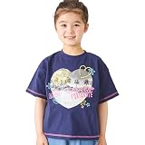 [ever closet] Tシャツ キッズ 子供 女の子 プリント トップス 綿100％ [ ネイビー 100 ] カラフル ステッチ 春服 夏服 通園 通学 普段着 子供服 キッズ服 エバークローゼット