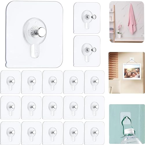 GERRIT Picture Hangers 18pcs Self Adhesive Picture Hangers Hooks Waterproof Adhesive Wall Hooks Wall Picture Hanger Heavy Duty Wall Hangers Without Nails for Hanging for Home Kitchen Bathroom Office