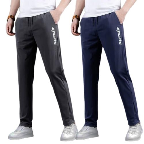 eystone Track Pants for Men || Activewear Pants || Men’s Joggers Polyester with 2 Side Zipper Pockets Casual Trousers Stretchable (Sports | Gym | Yoga) (White Sports)(Pack of 2)-picture-13