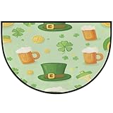 Axurera Tapete semicircular para puerta delantera, diseño de duende del día de San Patricio, lavable, semicírculo, para entrada, baño, dormitorio, antideslizante, 36 x 24 pulgadas