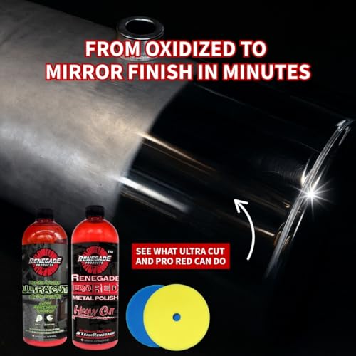 Renegade Liquid Cut & Polish Combo – Ultra Cut & Pro Red Metal Polishes with Blue and Yellow Foam Pads – 2-Step Aluminum & Stainless Steel Restoration Kit by Renegade Products - Used condition - Image 4