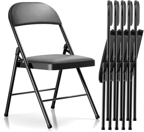 Reviews de Sillas plegables favoritos de las personas. 42 BSD MY HOMEX Silla Negra Set de 6 Sillas Plegables Negras con Posapies Asiento Acolchonado y Reforzadas de Acero para Jardin Fiestas y Banquetes (6 Piezas)