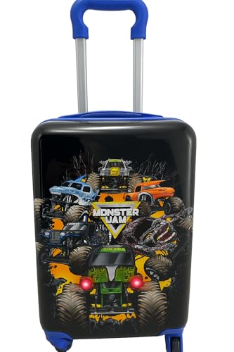 Disney Charcter - Maleta rígida de 20 pulgadas para niños y niñas, bonita y duradera maleta rígida para viajes con ruedas giratorias de 20 x 12 x 8 pulgadas, Monster Jam 50.8 cm, Hard Luggage