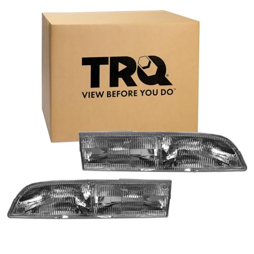 Image of TRQ 2 Piece Headlight Assembly Set Driver & Passenger Side Compatible with Ford Crown Victoria 1992-1997 FO2502131 FO2503131 F2AZ-13008A F2AZ-13008B F2AZ13008A F2AZ13008B