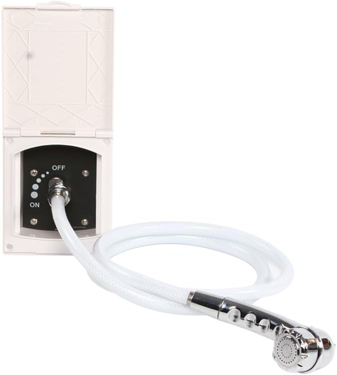 Pressure Water Inlet/Outlet White External Shower Box Boat Marine Camper Motorhome Caravan Accessories(Only Shower Box)