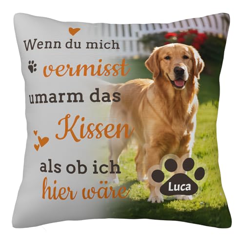 SunHurry Personalisiertes Gedenkkissen für Hunde, Trauerkissen mit Foto, Erinnerungsgeschenk für Haustiere