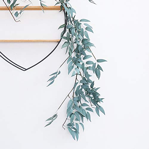 Sunm Boutique 2Pcs Artificial Hanging Willow Leaves Vines Willow Plant Leaves Garland String In Green Indoor/Outdoor Wedding Decor Jungle Party Greenery Crowns Wreath (Green, 2 Pcs) #TOP7