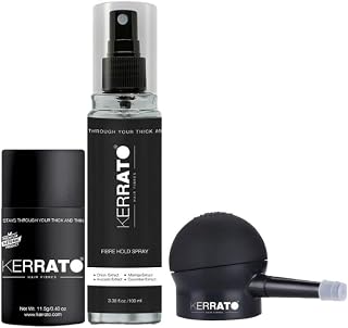 KERRATO HAIR FIBRES 11.5G (Natural Black) With Fibrehold Spray (100ML) And Pump |Conceals Hair Loss Instantly - Natural Ha Price In India