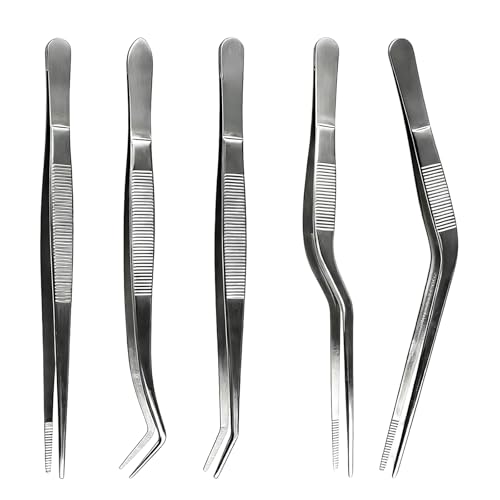 5 Pièces Pince Cuisine Inox, Pince de Cuisine, Pinces Precision Cuisines Outil, Pincecuisine Acier Inoxydable, pour Cuisiner Griller Cuire Pincearrêter...