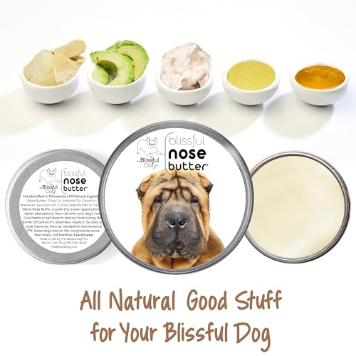 Image of The Blissful Dog Chinese Shar-Pei Nose Butter for Dry, Cracked Skin, Lick-Safe Dog Nose Balm with Moisturizing Shea Butter, Almond, Olive, and Essential Oils, Pet Supplies, Uncented, 4 oz.