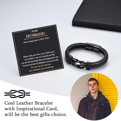 Pulsera de cuero Love You Forever para hombres miniatura 3