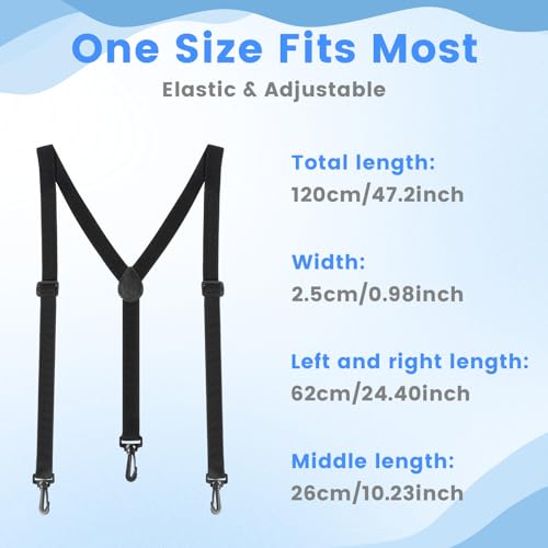 image for Aster Black Suspenders Men 3 Swivel Hooks Hidden Suspenders Adjustable
