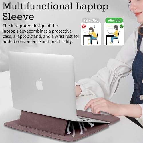 MiRowy Etui na laptopa 15-16", z funkcją stojaka, torba na laptopa MacBook Pro 16 M4/M3/M2/M1 Pro/Max 2024-2019, MacBook Pro 15 2025-2012, Samsung, XPS 15, Lenovo, HP (różowe)