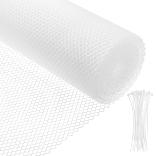 BENECREAT 8m X 30cm Weiß Kunststoffzaun, 1.7mm Dicker Gartenzaun Maschendraht mit Band für Geflügel, Tierbarriere, Blumen, Gartenarbeit BENECREAT 8m X 30cm Weiß Kunststoffzaun, 1.7mm Dicker Gartenzaun Maschendraht mit Band für Geflügel, Tierbarriere, Blumen, Gartenarbeit