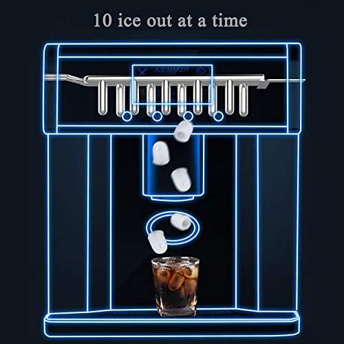 Máquina eléctrica para hacer hielo de mostrador, máquina automática para hacer cubos de hielo, 10 cubos en forma de bala listos en 8 minutos, grosor ajustable, ideal para fiestas y barras domésticas miniatura 6