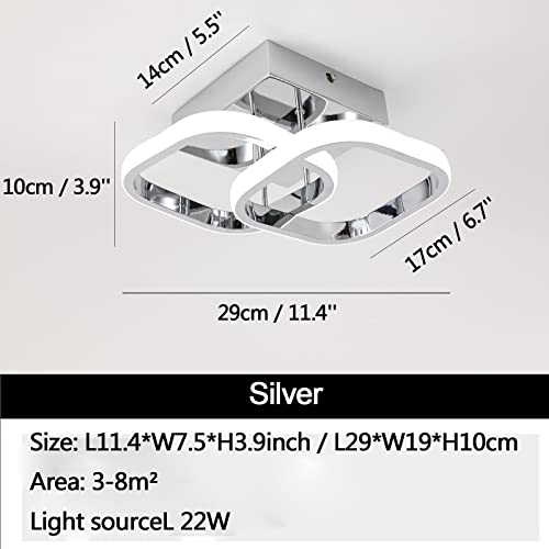 Caneoe Led Hallway Ceiling Light Fixtures, Square Modern Led Ceiling Lamp, 6000K Chrome Finish Indoor Ceiling Lighting Fixture For Living Room Bedroom Kitchen Bathroom Lights #TOP5