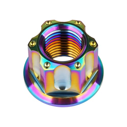Image of Titanium M6 M8 M10 M12 M14 M16 Flange Bolt Nut Bicycle Motorcycle Rear Axle Car Modification Accessories Pack of 6 (M10 Pitch 1.5mm, Rainbow)