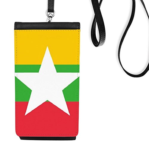 Sacoche smartphone Myanmar motif symbole pays fini faux cuir noir moderne