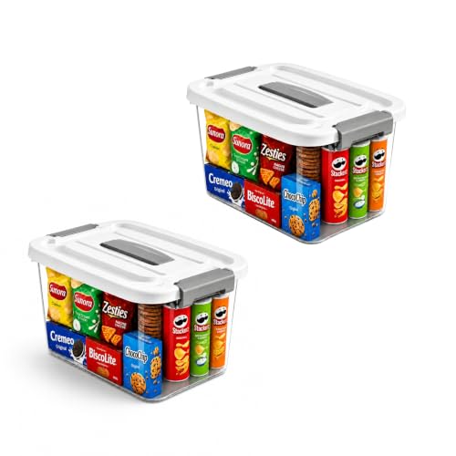 Image of KREPS Plastic Storage Bins With Latching Lids Stackable Containers, Large Storage Box For Bedroom, Basement, Classroom, Camping, Office (TRANSPARENT, LARGE - 14.5 X 10.5 X 8.2 INCH, PACK OF - 2)