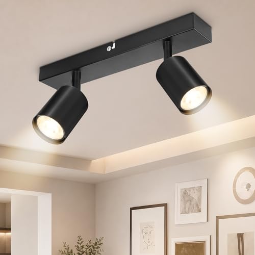 Dehobo Led Deckenstrahler Schwenkbar 350° - Deckenstrahler 2 Flammig Deckenleuchte GU10, LED...