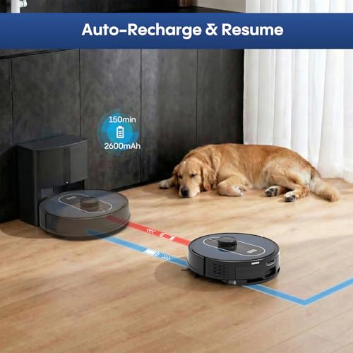 Image of Robot Vacuum and Mop Self-Emptying: 6000Pa Robotic Vacuum 5-In-1 LiDAR Navigation with No-Go Zones /Mapping for 90 Days Hands-Free Cleaning, APP /Alexa Robot Vacuum for Pet Hair & Carpet & Hard Floor