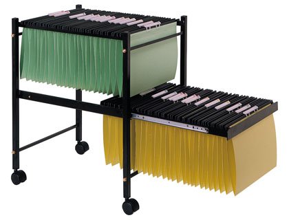Carrito para Carpeta s Colgantes Negro con Ruedas y Bandeja Inferior Extraible para Carpetas tamaño Folio