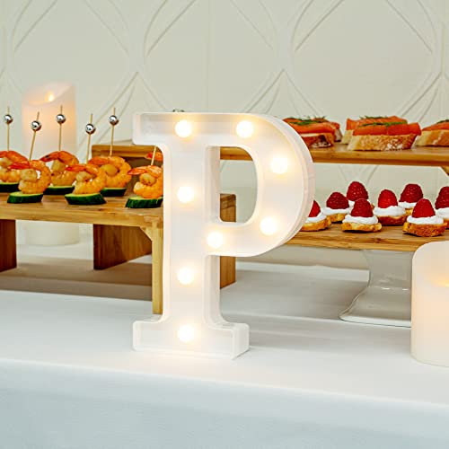 Image of Restaurantware-Illumify 5.8 x 1.2 x 8.7 Inch Light Up Letter, 1 Durable Marquee LED Light - Letter P, Touchproof, White Plastic Party Light, Keyhole Slot, For Parties, Weddings, Or Special Events