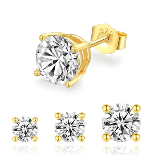 Moissanite Earrings Gold Plated 925 Sterling Silver Plated Stud Earrings