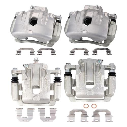 Image of TRQ Front and Rear Brake Caliper Set Zinc Coated Brackets Hardware Compatible with 2011-2013 Kia Optima