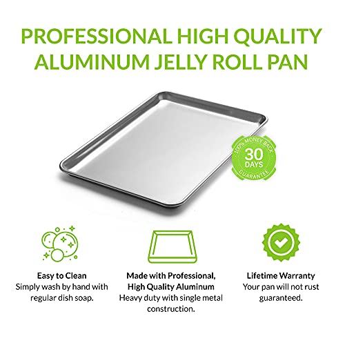 Spring Chef Jelly Roll Pan - 11.2 X 15.7-Inch Durable Aluminum Baking Pan - Non-Rust Baking Tray For Cookies, Meat, Vegetables, Pastries - Distributes Heat Evenly - Easy To Clean Cookie Sheet Pan #TOP1