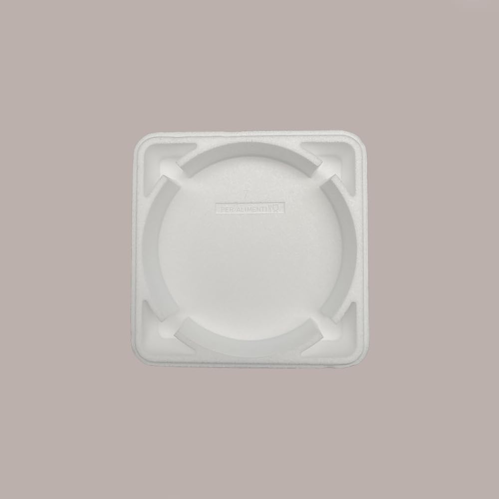Lucgel Termoscatola Quadrata con Interno Tondo Polistirolo Torte Gelato Semifreddi Dm interno 20,5 cm (Dm 22 esterno) - 4 Pezzi -