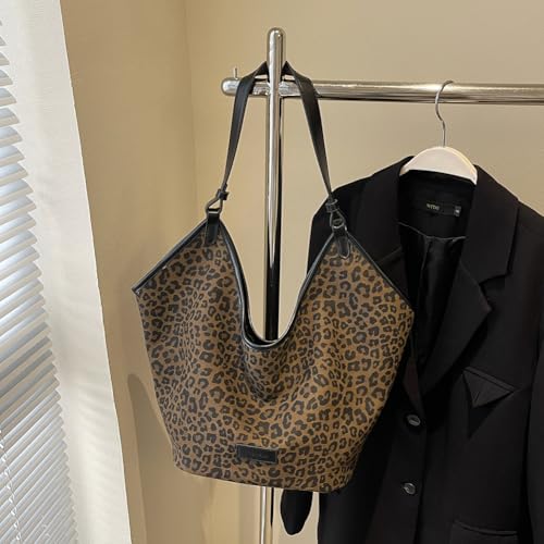 Image of YFGBCX Suede Bags for Women Crossbody Bags Cheetah Hobo Bag Leopard Bags for Women Large Capacity Work Tote Bag
