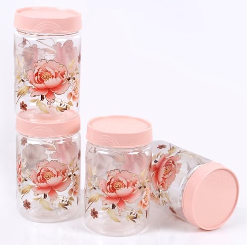Image of 500 ml Set of 6 -Plastic Airtight Small Storage Container Boxes and Jar Kitchen Set - BPA-Free, Stackable Pantry Organizers for Kitchen Storage, Spices, Dry Fruits, Pulses (Pink)