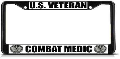 Sign Destination Metal Insert License Plate Frame U.S. Veteran Combat Medic Military Weatherproof Car Accessories Black 2 Holes Solid Insert 1 Frame image 5