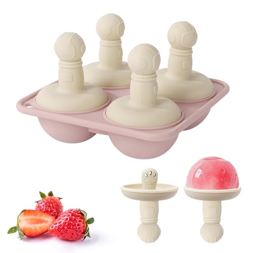 Image of Socub Silicone Popsicle Molds- Baby's First Ice Pop Molds with Sticks- BPA-Free Breastmilk Popsicle Molds for Teething Infants 4Month+ | Easy Release | 4-Cavity | DIY Pop Molds(Rose Pink)