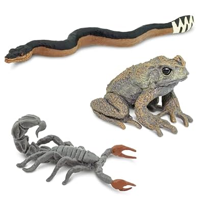 Safari Ltd. Venomous Creatures TOOB - 9 Figurines: Toad, Snake, Ray, Komodo Dragon, Tarantula, Centipede, Scorpion, Stone Fish, Cobra - Educational Toy Figures For Boys, Girls & Kids Ages 3+